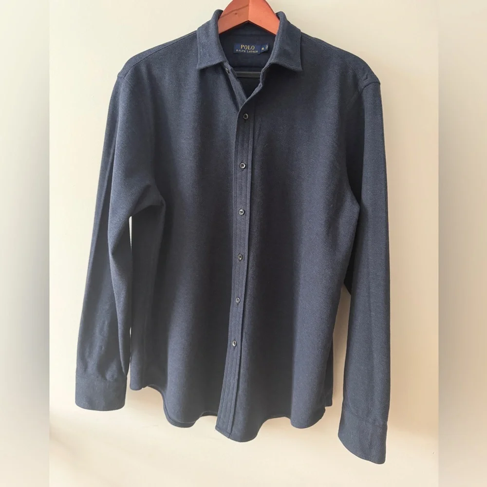 Polo Ralph Lauren EUC Navy Long Sleeve Button Front Shirt XL Classic Fit Cotton